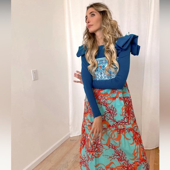 Modaposa smocked printed midi dress - Picture 5 of 6